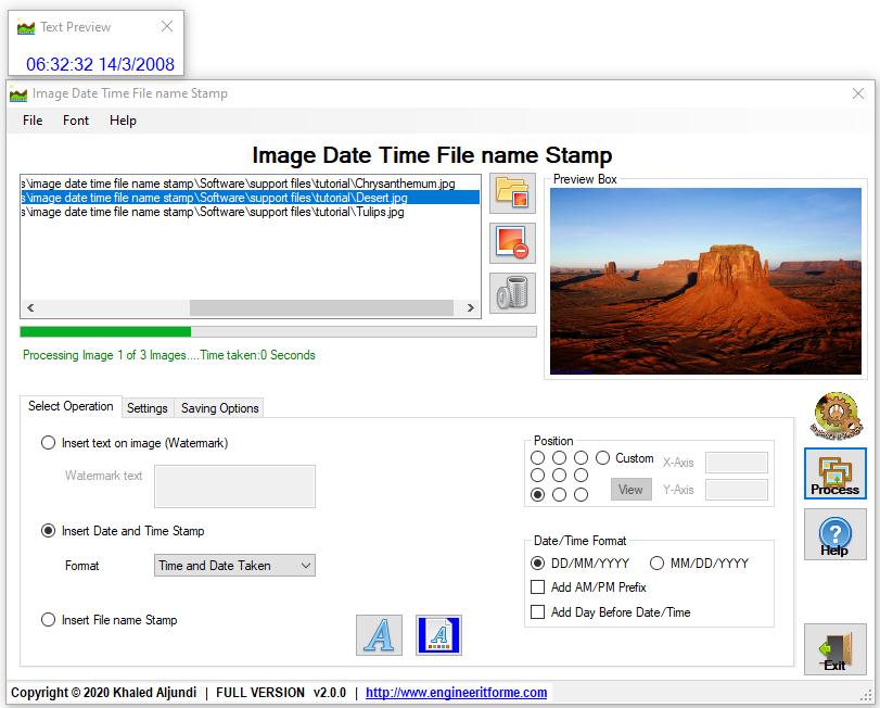 Image date time file name stamp